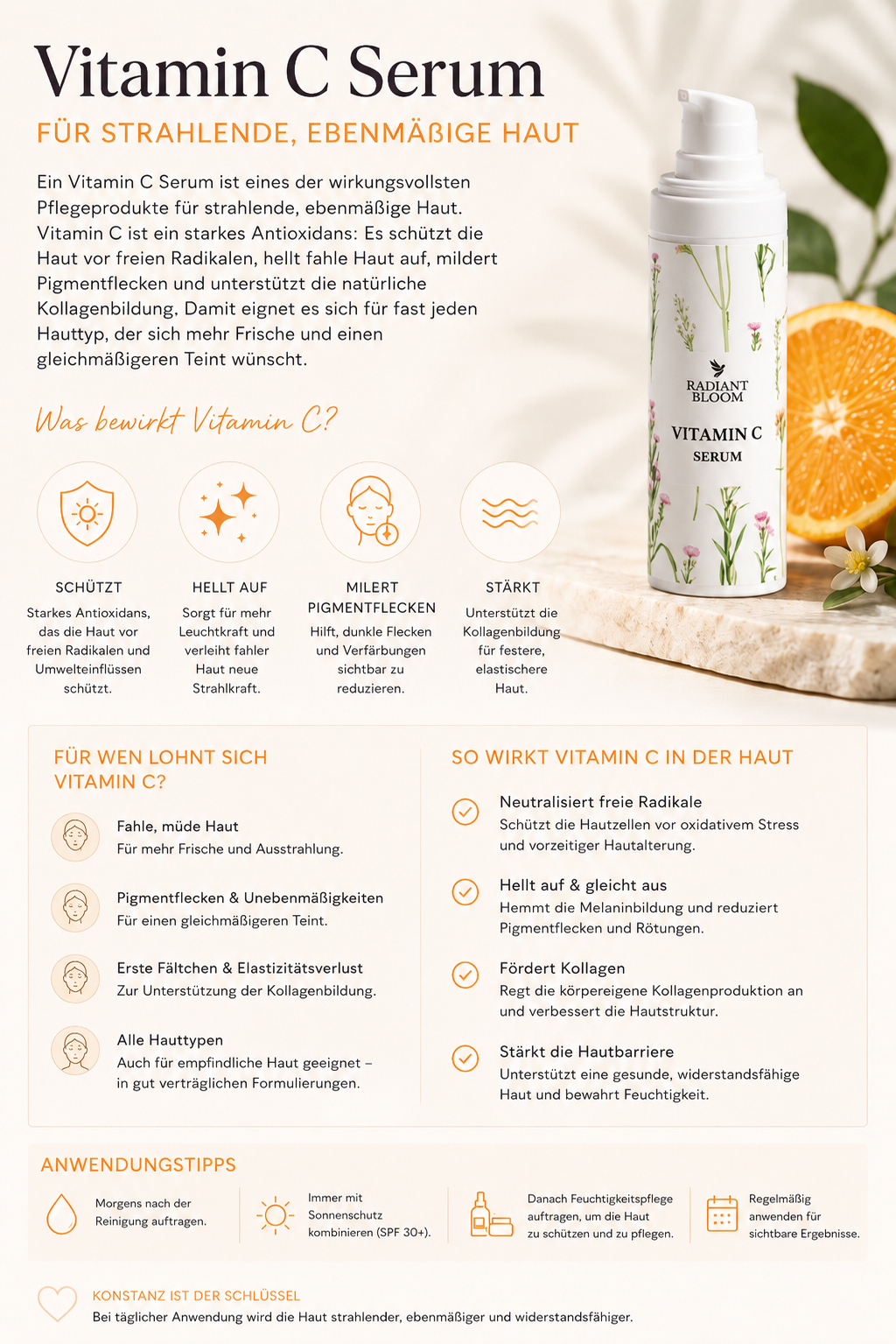 Vitamin C Serum: Wirkung, Vorteile & für wen es passt